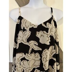 Torrid Tops Cami Women 4XL Sophie Chiffon Swing Cami Black White Tan Floral 4